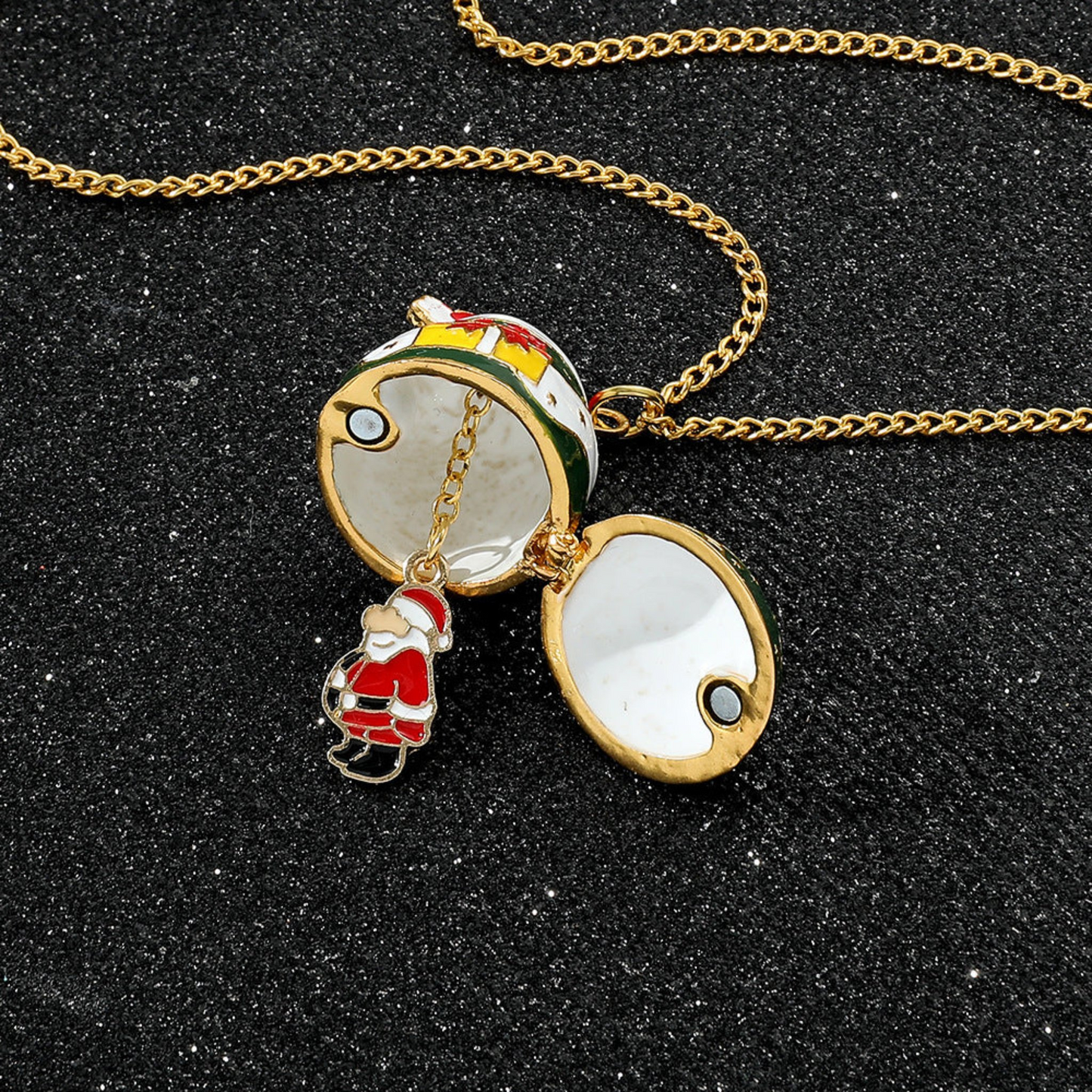 Colored Christmas Egg Santa Necklace