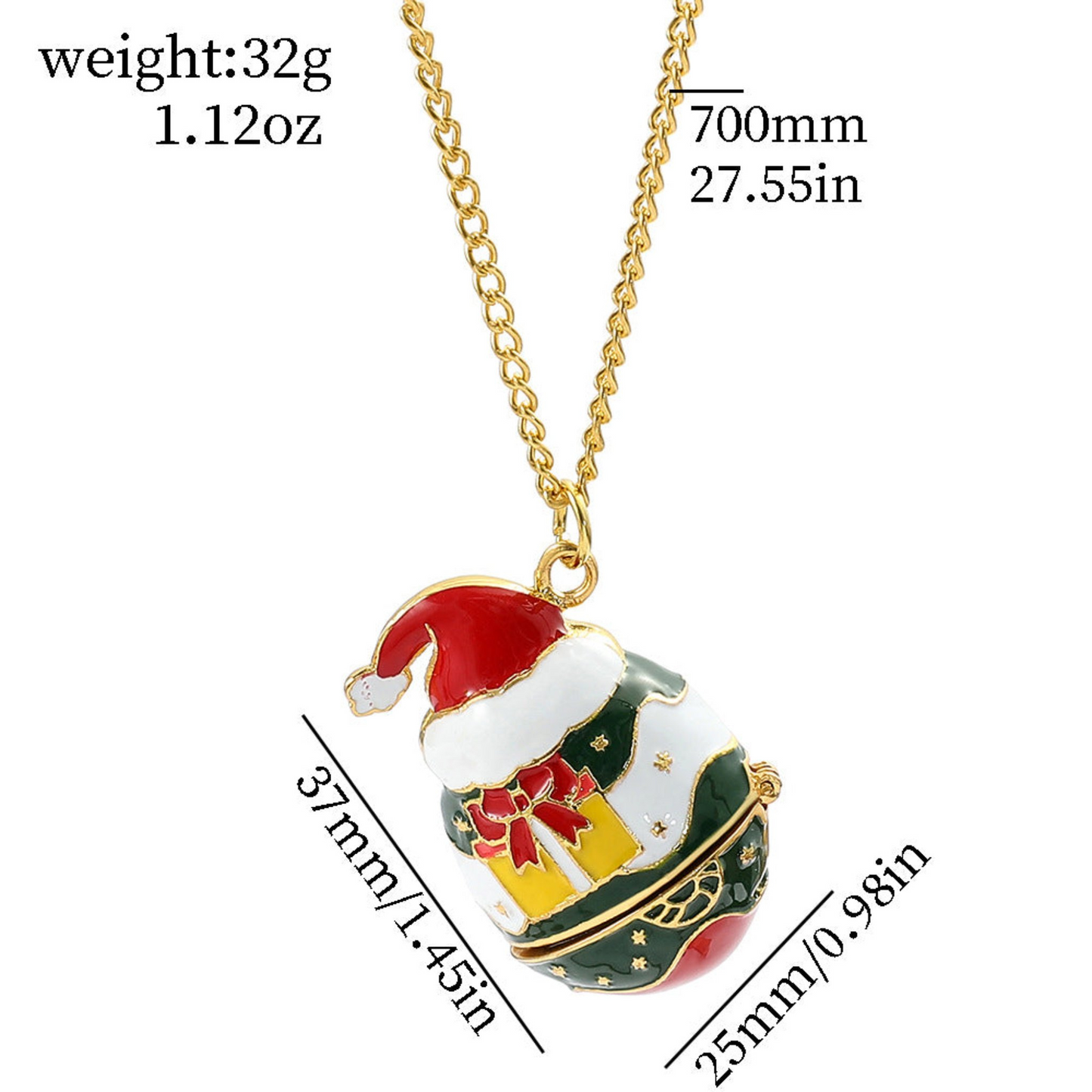 Colored Christmas Egg Santa Necklace