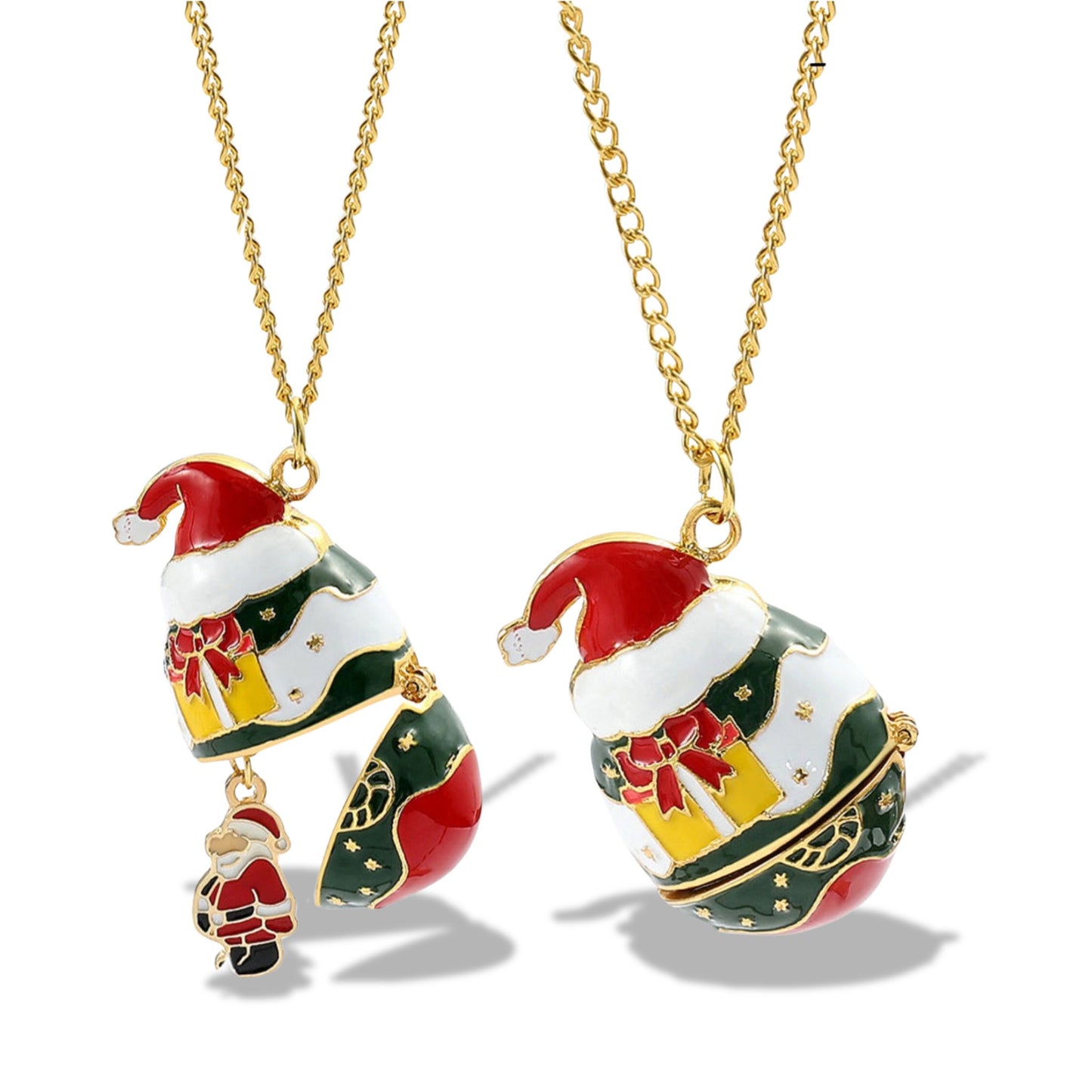 Colored Christmas Egg Santa Necklace